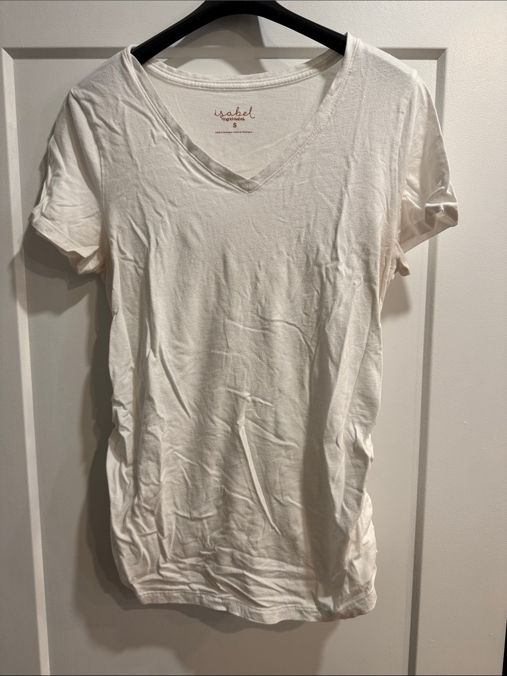 Maternity V-Neck Short Sleeve Tee in White